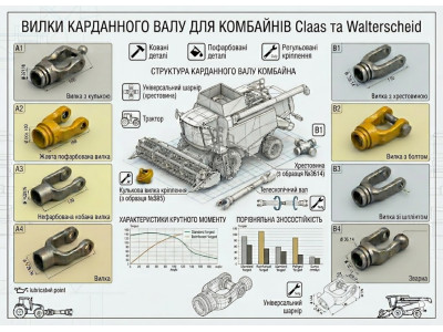 Вилки карданних валів для комбайнів Claas та Walterscheid