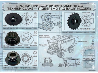 Купити зірочки приводу вивантаження Claas — ціна